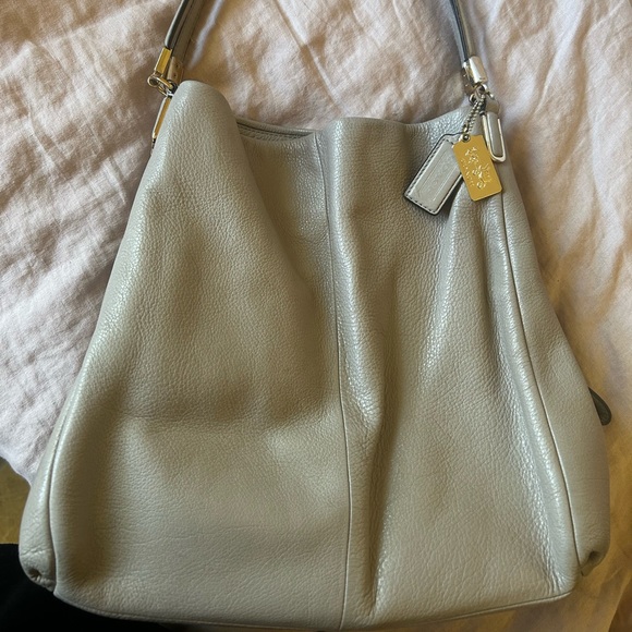 Coach Madison Phoebe Taupe Leather Shoulder Bag - Picture 1 of 14